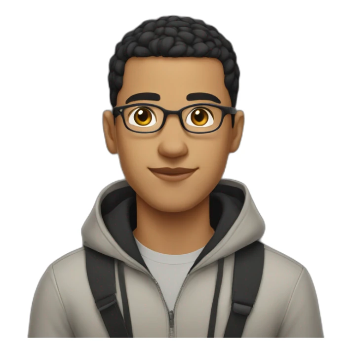 Young man from moroccan with glasses, black hair (buzz cut), looking majestic sticker