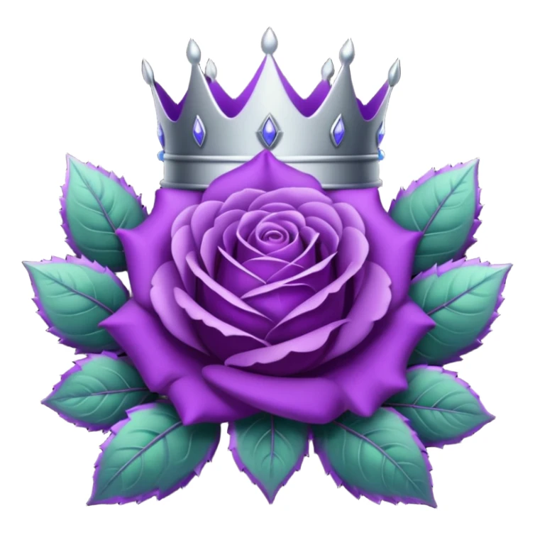 Purple rose with silver crown and a purple emblem leaf wreath sticker