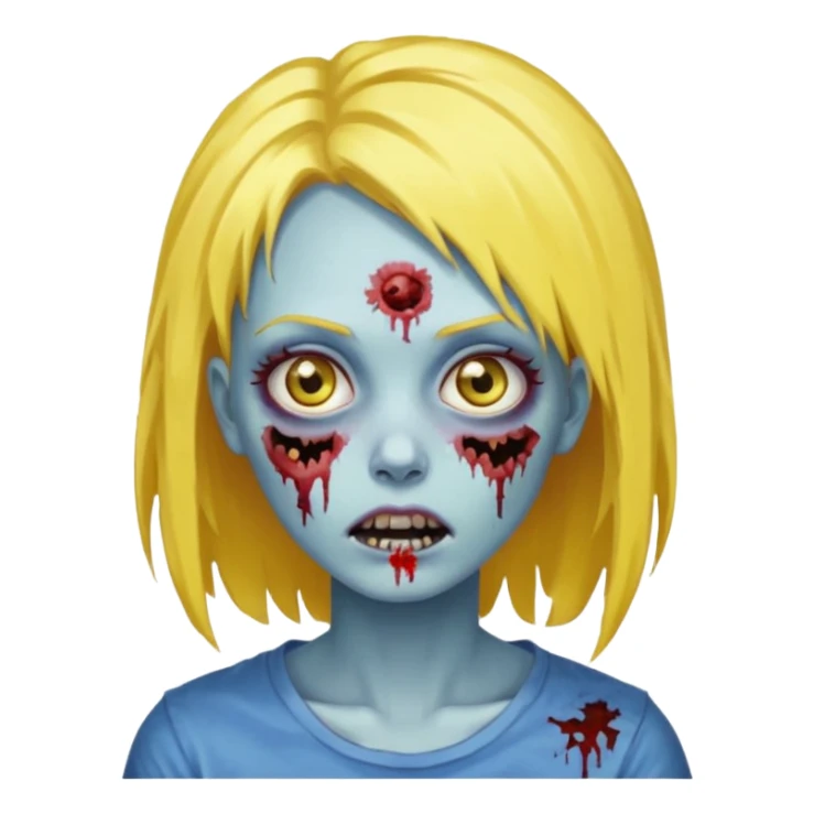zombie girl yellow hair and blue eyes pixeled sticker