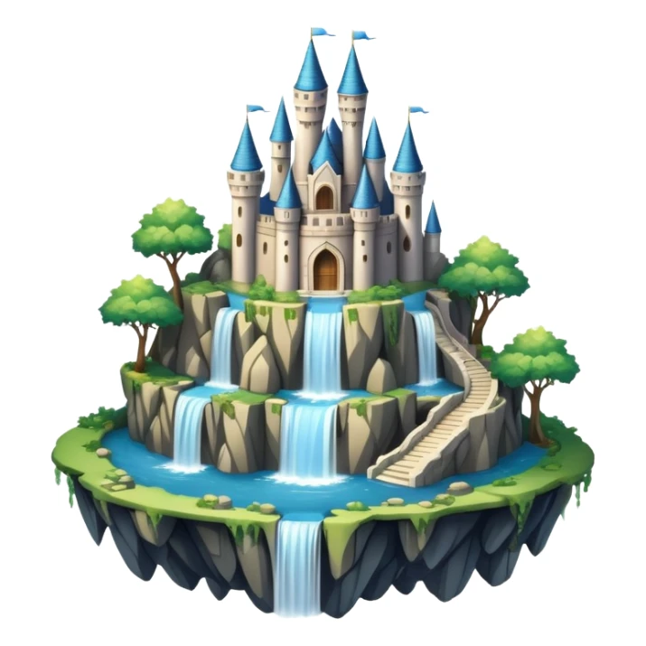 Fantasy castle on a floating island with waterfalls sticker
