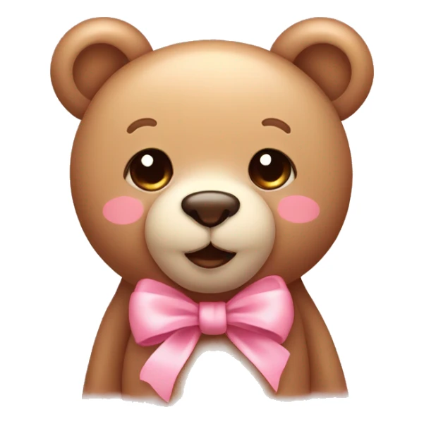 teddy bear with a little blush and pink bow winking with cute eyelashes sticker