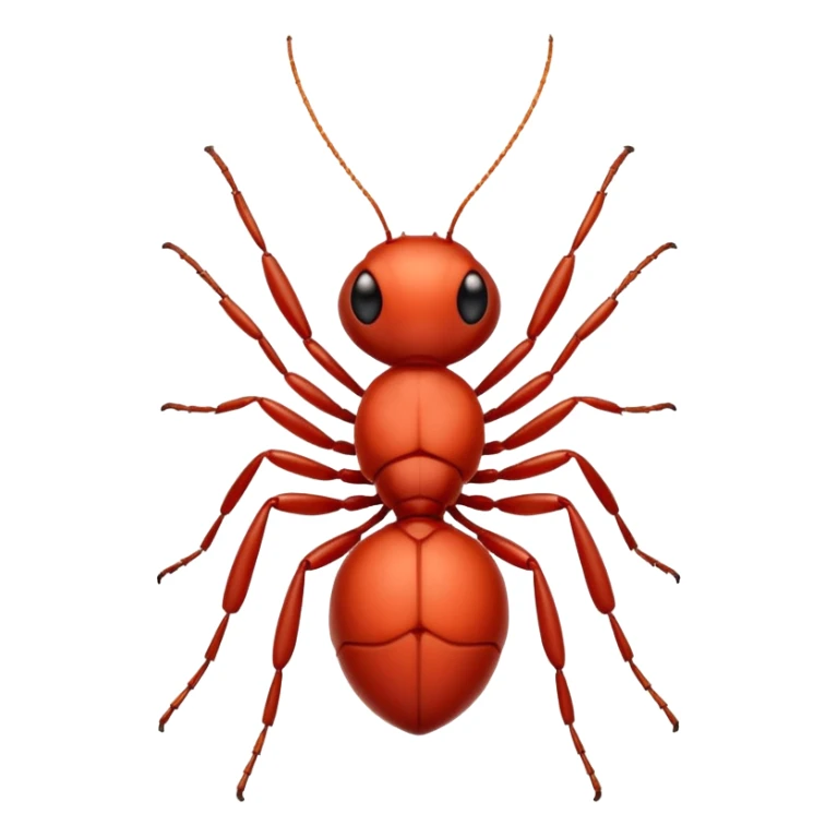 Red ant cartoon style with black shiny round eyes sticker