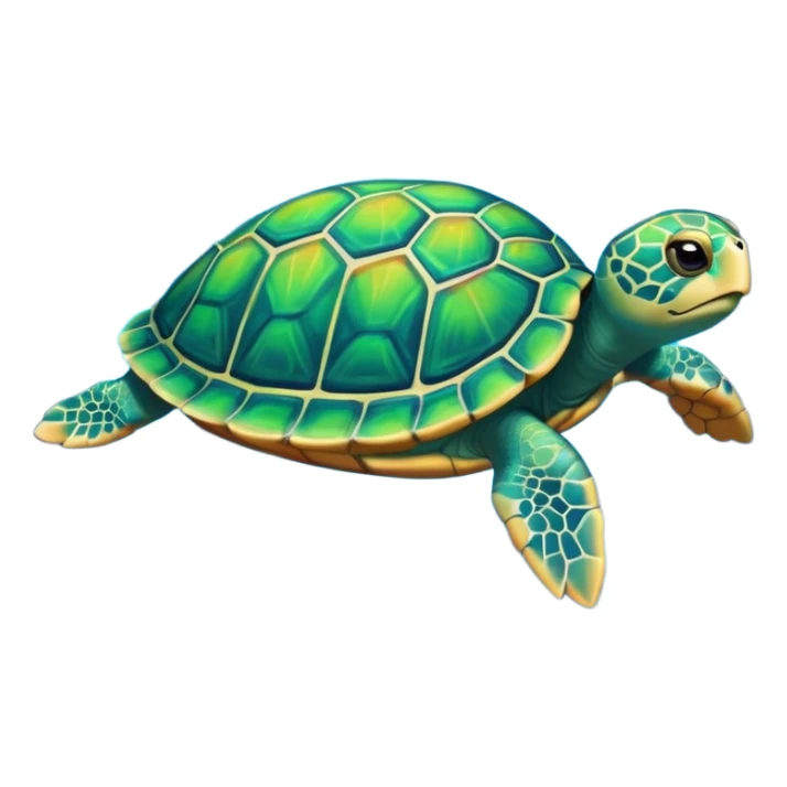 Create a single emoji of a Quasar Turtle in full body, shown at a slight side angle in a natural, characteristic pose with cosmic energy.

 sticker