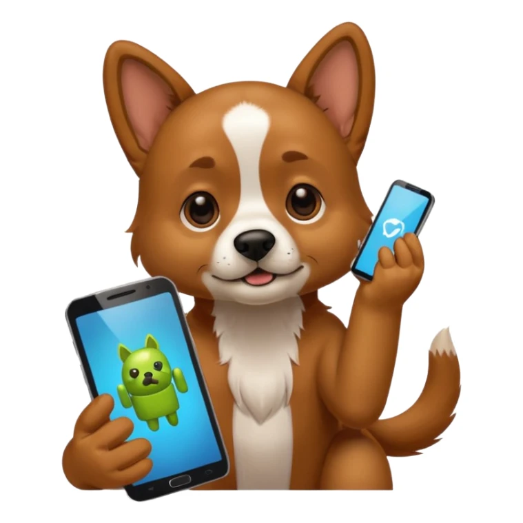 Dog grabbing Android Phone sticker