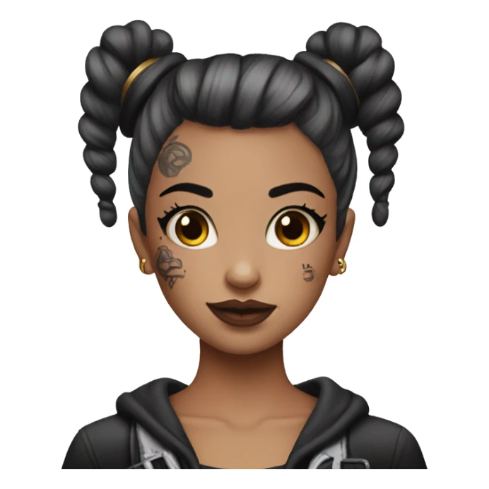 Tattooed girl with space buns and side bang sticker