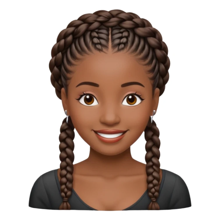 generate an emoji for this phrase, Start strong to earn trust and be noticed. End strong to be remembered. make it a black woman in braids updo. sticker