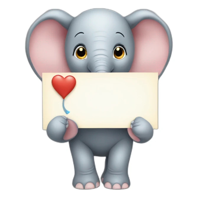 Animated baby elephant holding a sign with "#1 Fan" on it sticker