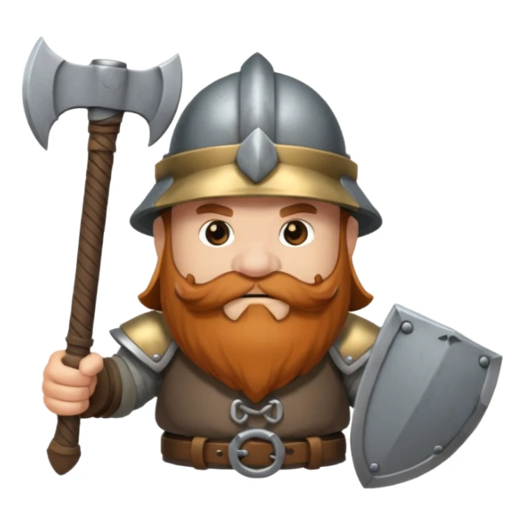 gimli the dwarf, brown beard, gray metal helmet, battle axe sticker