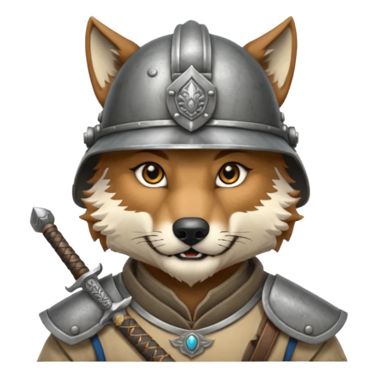 wolf face, mogolian ancient with small sword back and steel helmet sticker