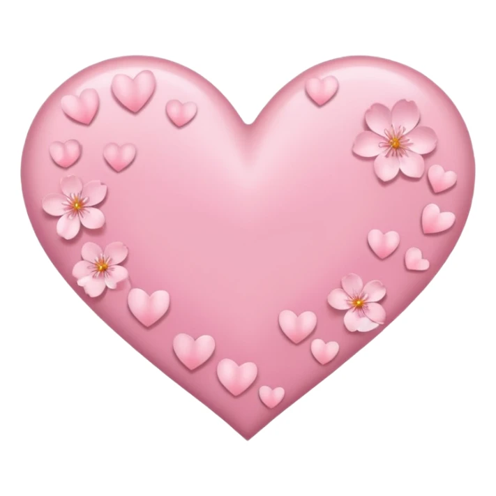 pink heart emoji with subtle sakura petal texture sticker