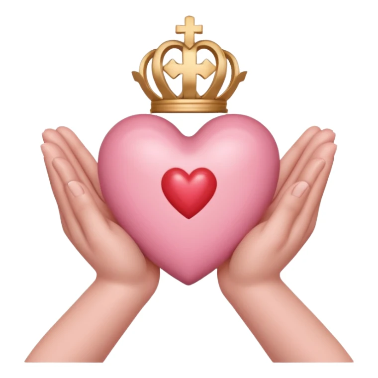 hands holding a baby pink sacred heart  sticker