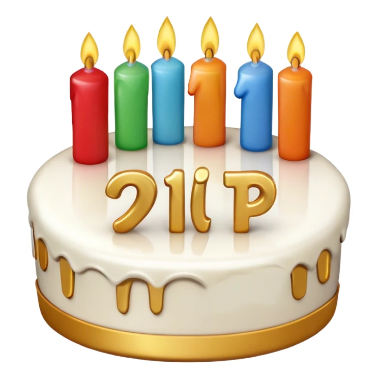 A mathematical Pi number that is celebrating a birthday with a cake sticker