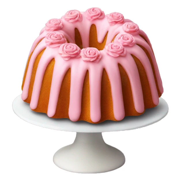 pink Bundt cake on a floral cake stand sticker
