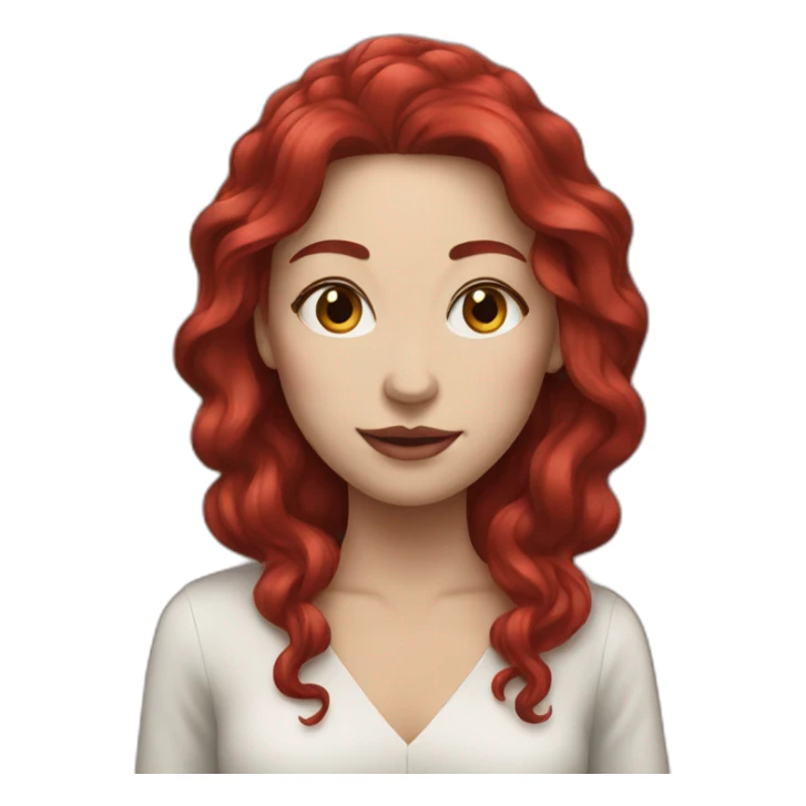 woman with long ruby hair and white skin sticker