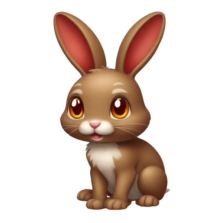 Cute,Shiny, Brown, Normal-type-Ground-type Bunny-Fakémon with Dark-Red eyes, full body sticker