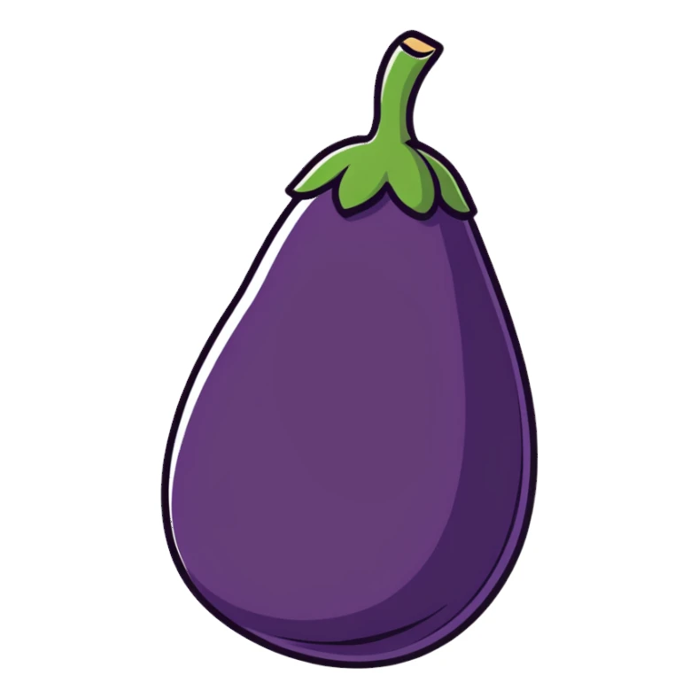 eggplant, cartoonish sticker style sticker