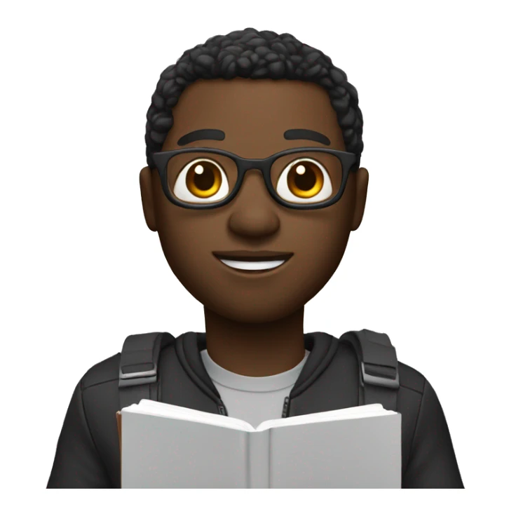 black memoji with notebook and a pencil in his hand sticker