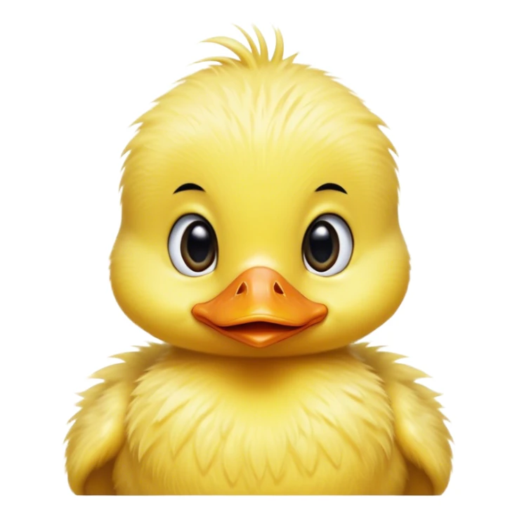 Cinematic Comical Yellow Baby Duck Portrait Emoji, Head tilted dramatically with an exaggeratedly amused expression, featuring a striking, fluffy yellow downy coat with a tiny quirky beak, wide, expressive eyes filled with playful disbelief, Simplified yet hilariously expressive features, highly detailed, glowing with a slightly sassy glow, high shine, dramatic yet playful, stylized with an air of cheeky mischief, bright and endearing, soft glowing outline, capturing the essence of a spirited and over-the-top duckling, so meme-worthy it feels like it could peep its way into internet fame instantly! sticker