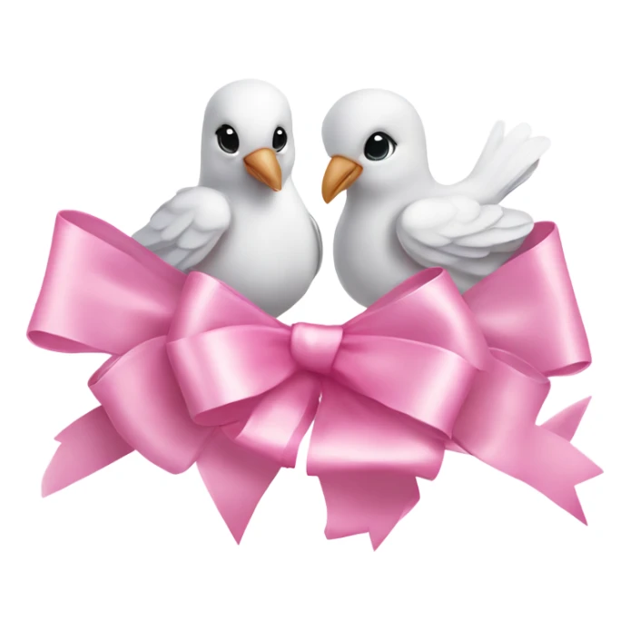 White love birds doves pink bows sticker