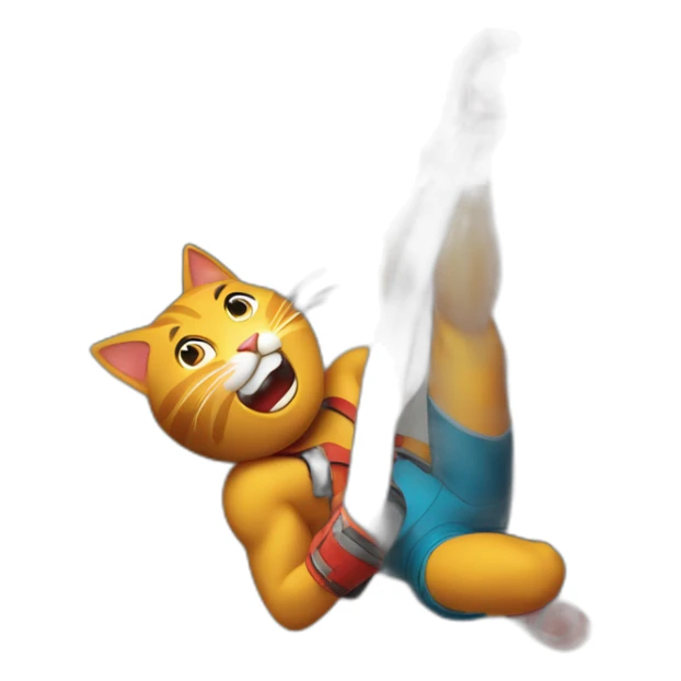 Cat rock climber on a bouldering gym wall sticker