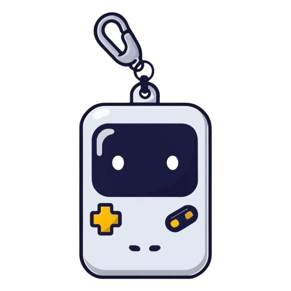A small digital gadget with an AI chip, designed as a cute decorative keychain sticker