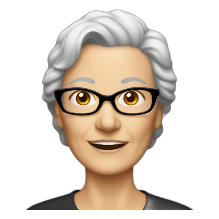 Older white woman with black glasses sticker