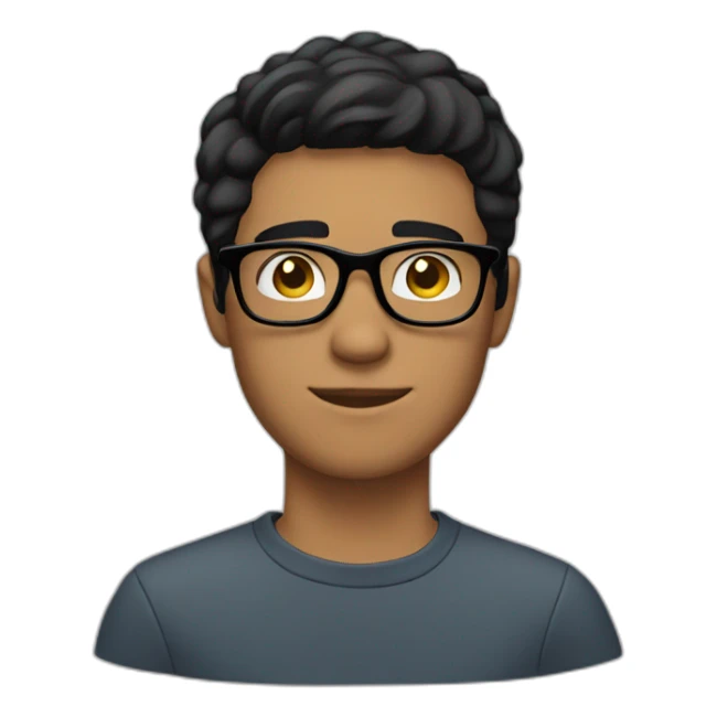 A guy with short black hair, black glasses, black eyes, filming himself sticker