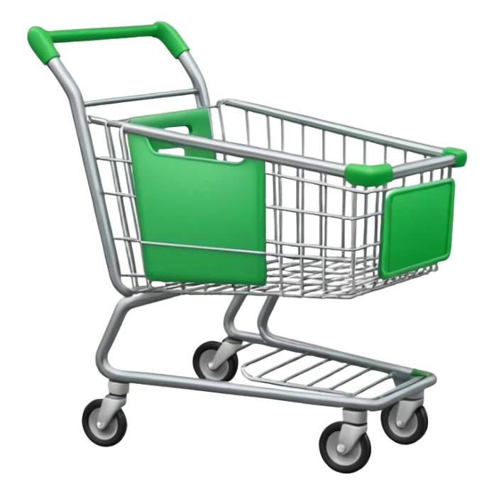 create empty shopping trolley emoji with green accent color sticker