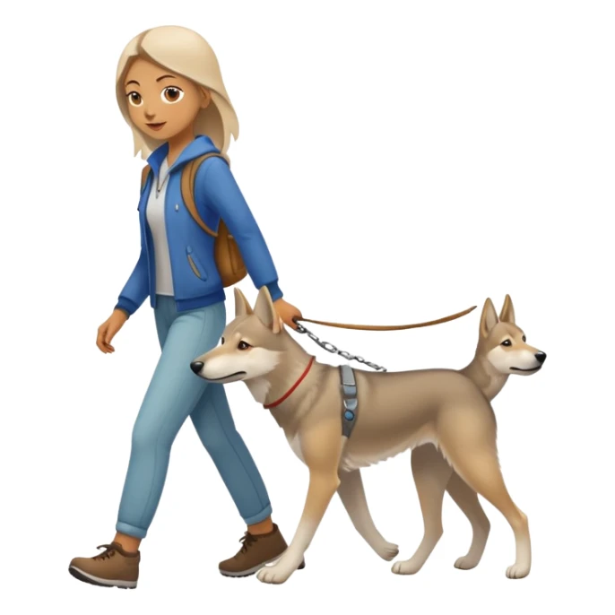A girl walks a Czechoslovakian Wolfdog sticker