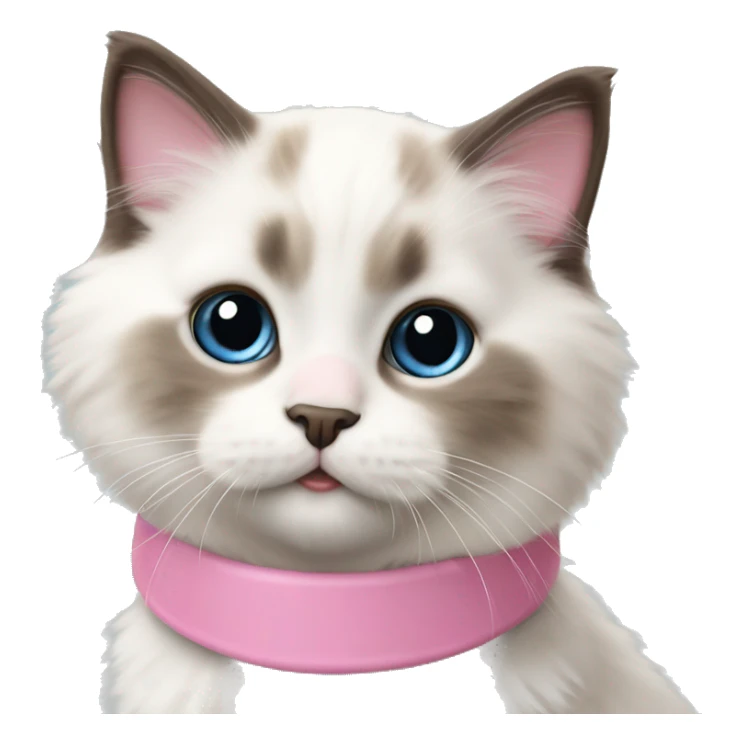 cute ragdoll kitten realistic with a pink collar sticker