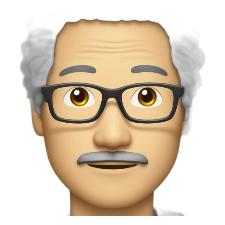 Middle-aged Japanese man with naturally permed glasses sticker