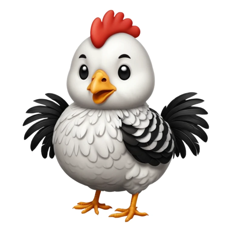 chicken with body covered black and white bar feathers  sticker