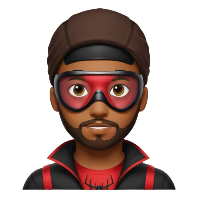 Miles Morales with beard, eye mask, low fade sticker