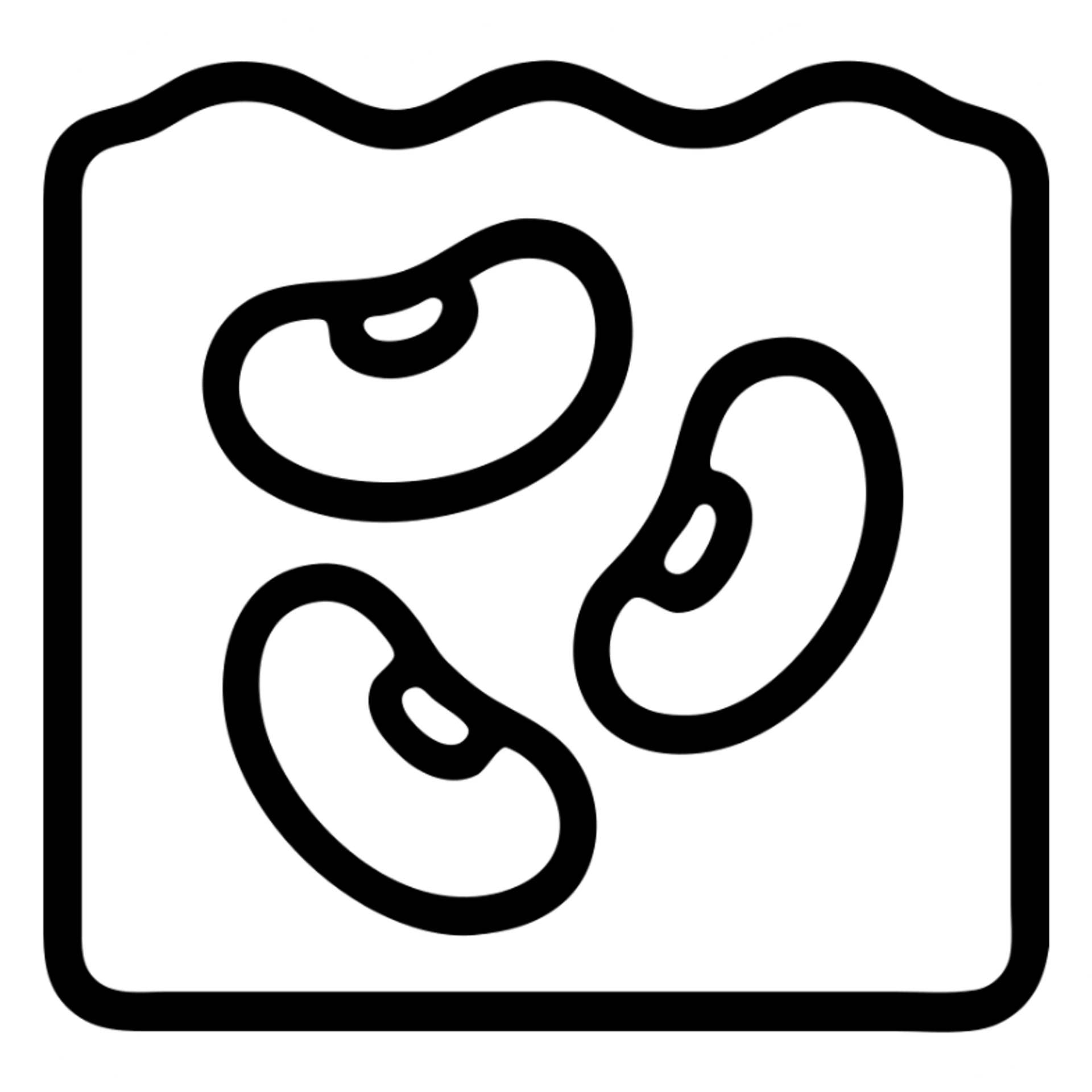 black beans encased in a frosty ice cube, minimal, icon style sticker