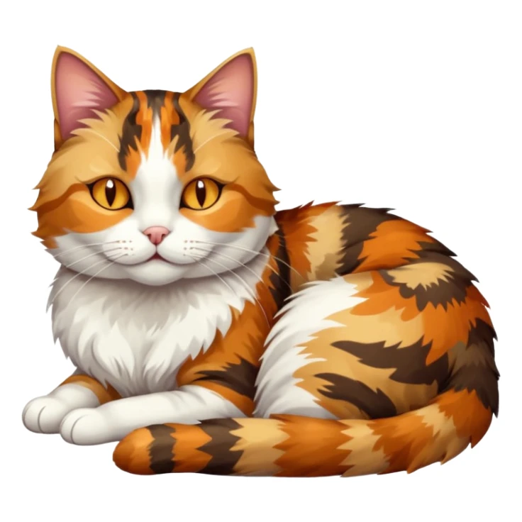 full body colourful light patched calico tabby cat with hazel eyes sleeping sticker