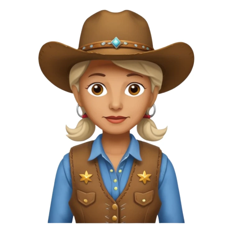 old cowgirl with vest sticker