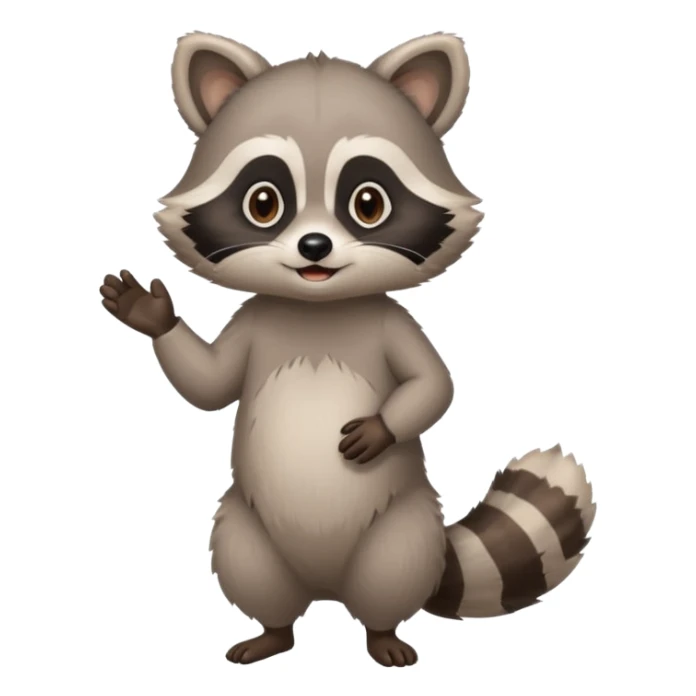 make full body standing cute racoon speaking. calm and no sharp edges. sticker