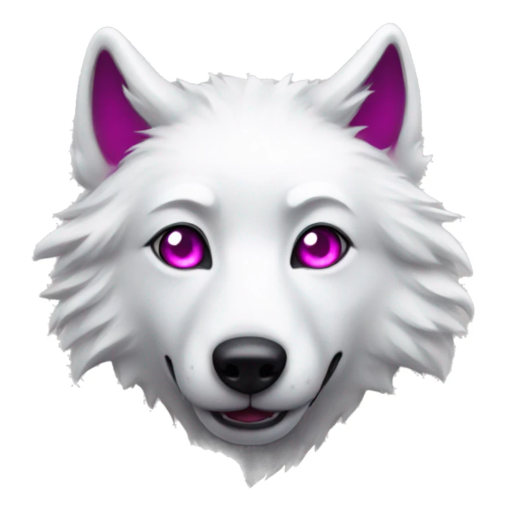 white wolf with magenta eyes in love sticker