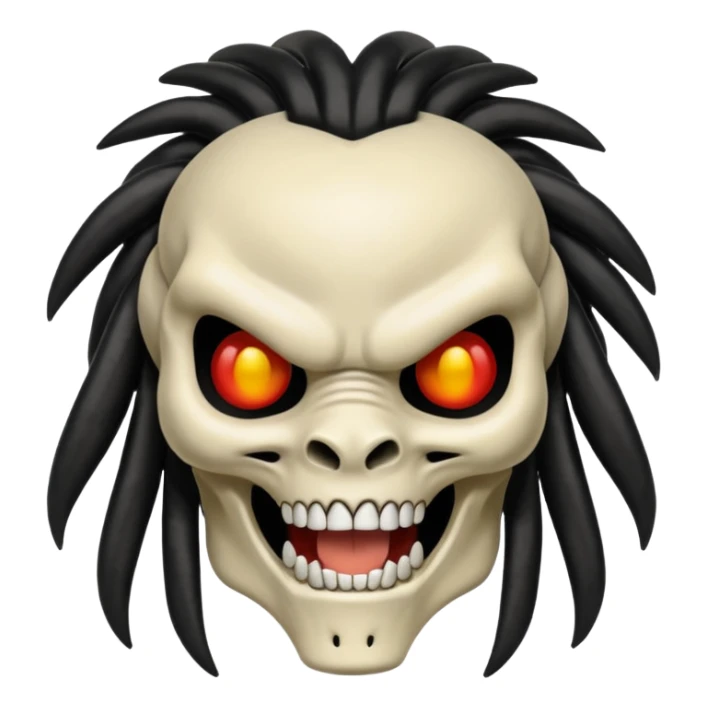 smiling bone predator from movie predator with rasta black hair sticker