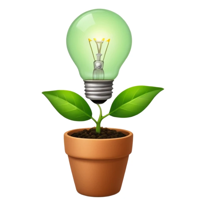 lightbulb growing from a small plant pot, symbolizing innovation and start-up growth sticker