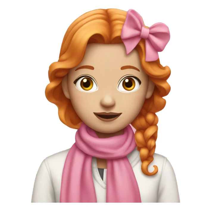 A ginger girl with a pink scarf a pink bow and pink nails sticker