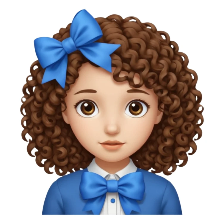 girl with curly hair blue bow sticker