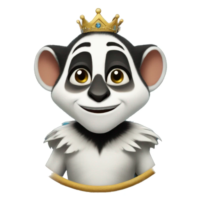 Create an emoji of King Julian happy ready to hug morris sticker