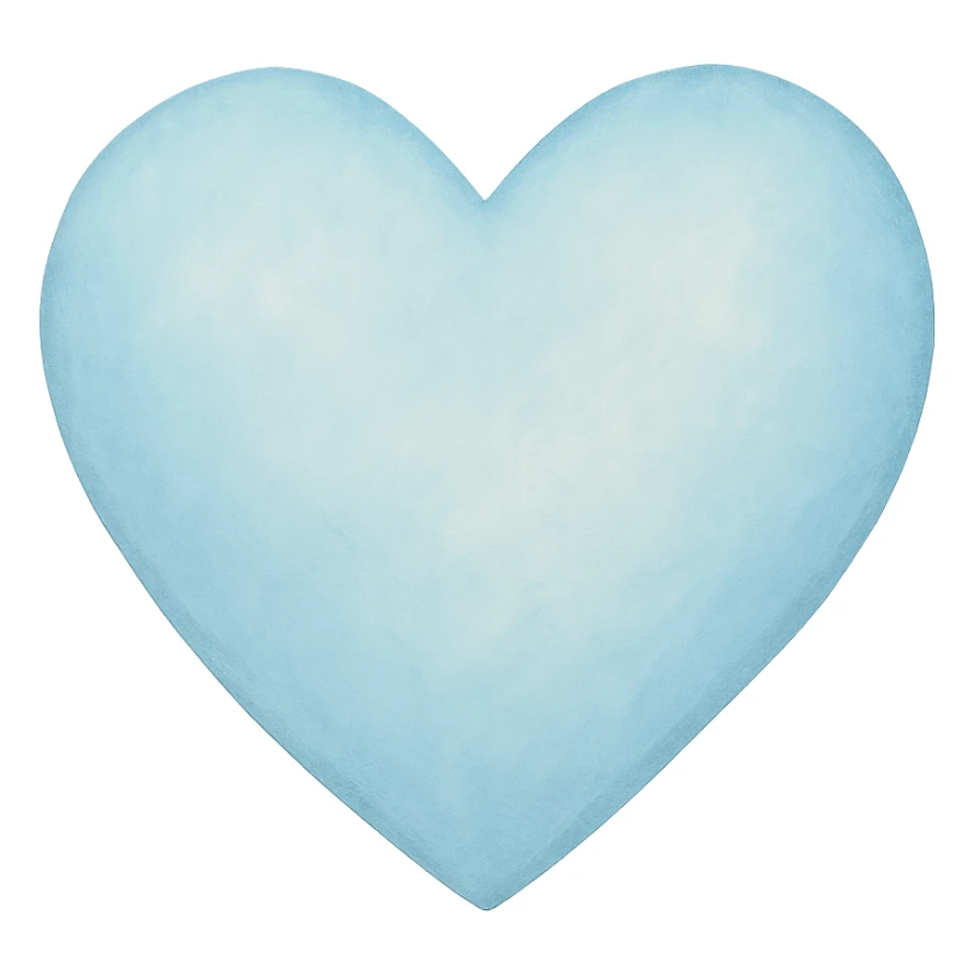 pastel blue heart, soft and gentle, minimal, no text sticker