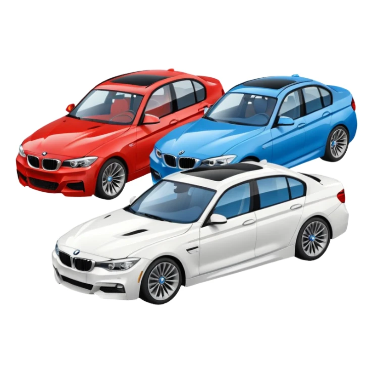 group of 4 BMW cars sticker
