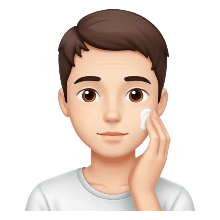 boy gently patting cheeks with skincare, fresh morning look sticker