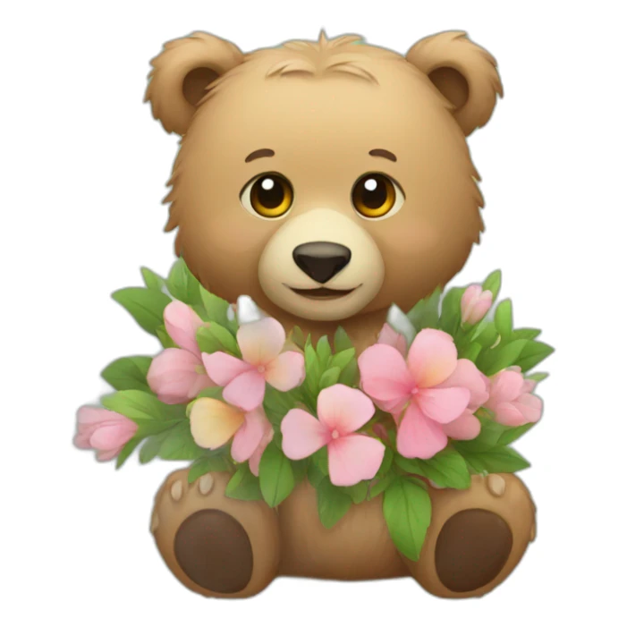 bear with flowers sticker