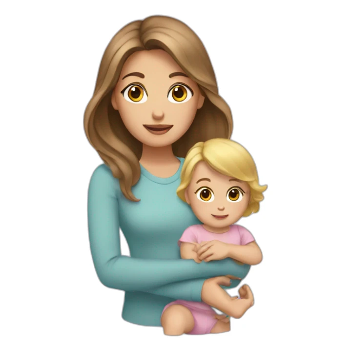 Brown hair Girl with blond baby sticker