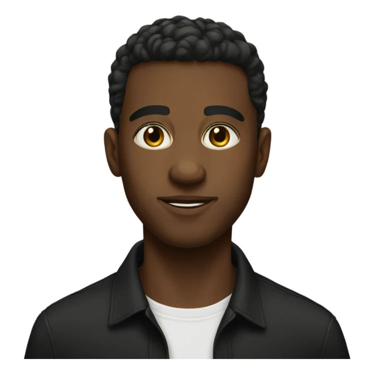 black shirt portrait focus brown hair sticker