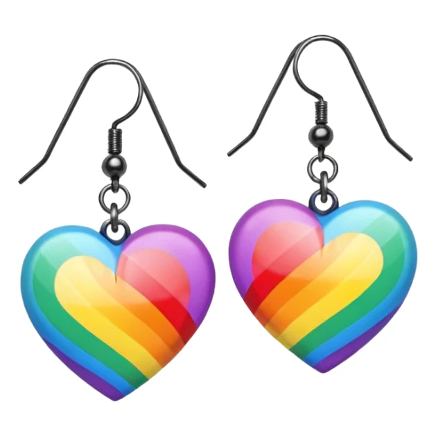 rainbow color heart shaped earrings sticker